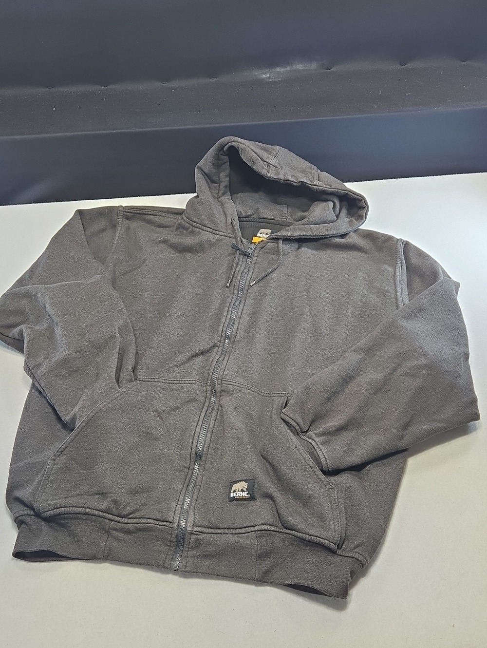 Berne Heavy Duty Gray Full-Zip Hooded Sweatshirt